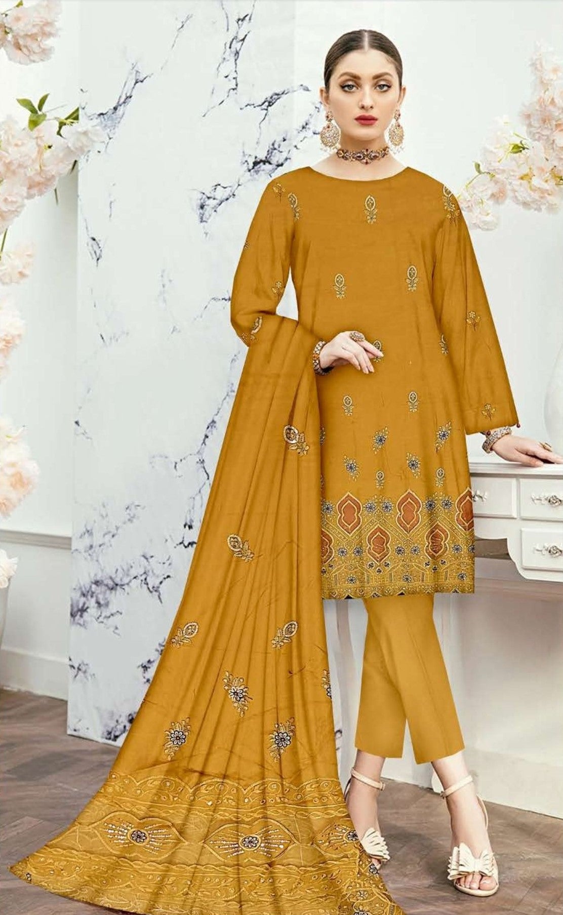 VOL 641 Elegance Bloom β 3PC Embroidered Lawn Suit