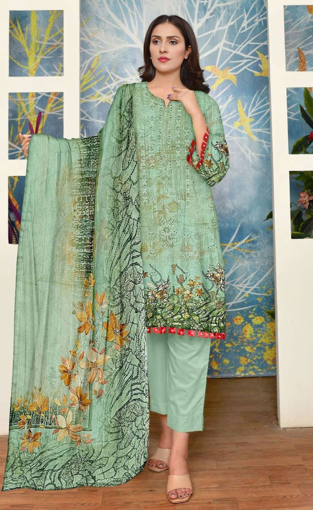 VOL 656 Noor Luxe – 3-Piece Embroidered Lawn Ensemble