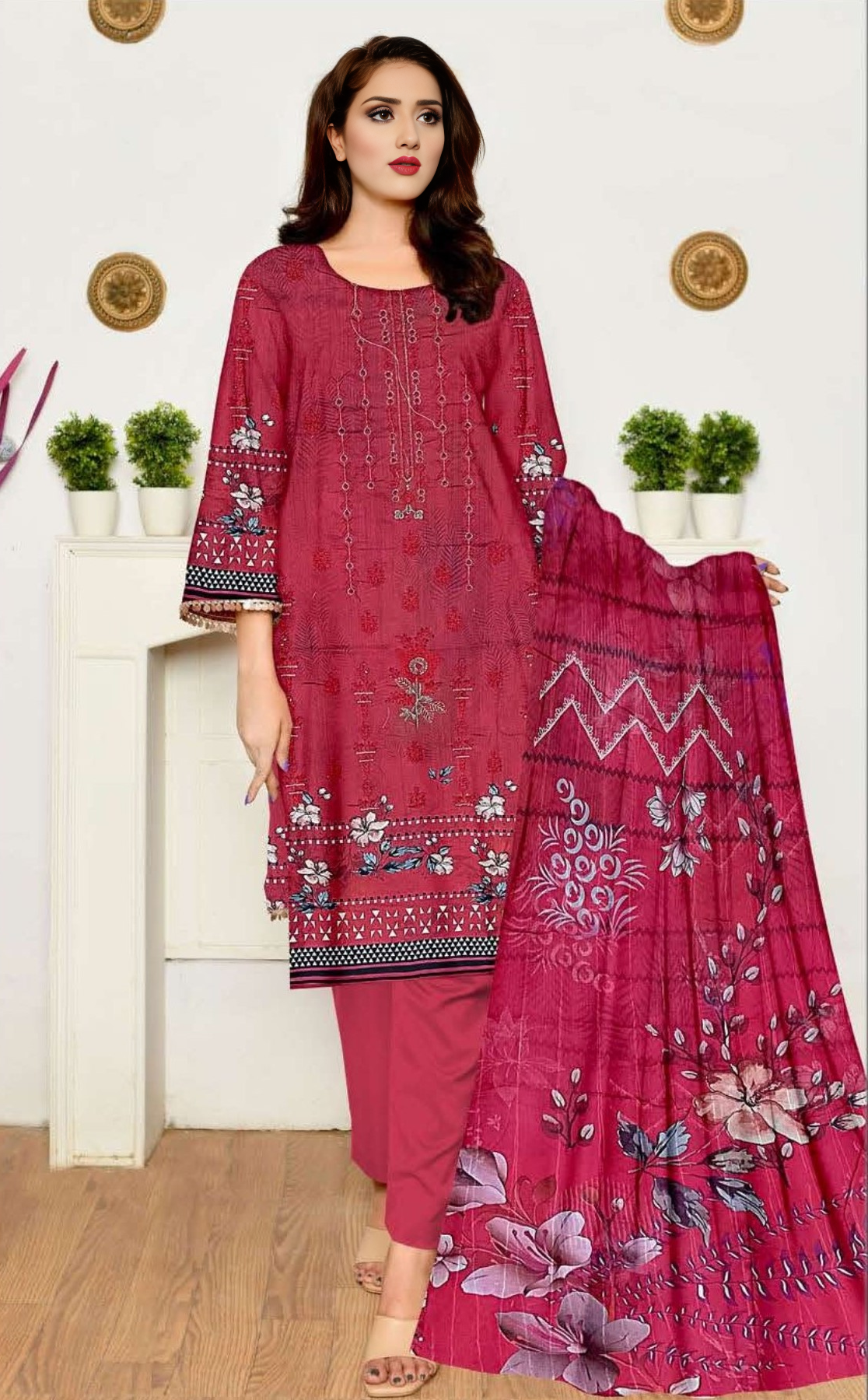 VOL 656 Noor Luxe – 3-Piece Embroidered Lawn Ensemble