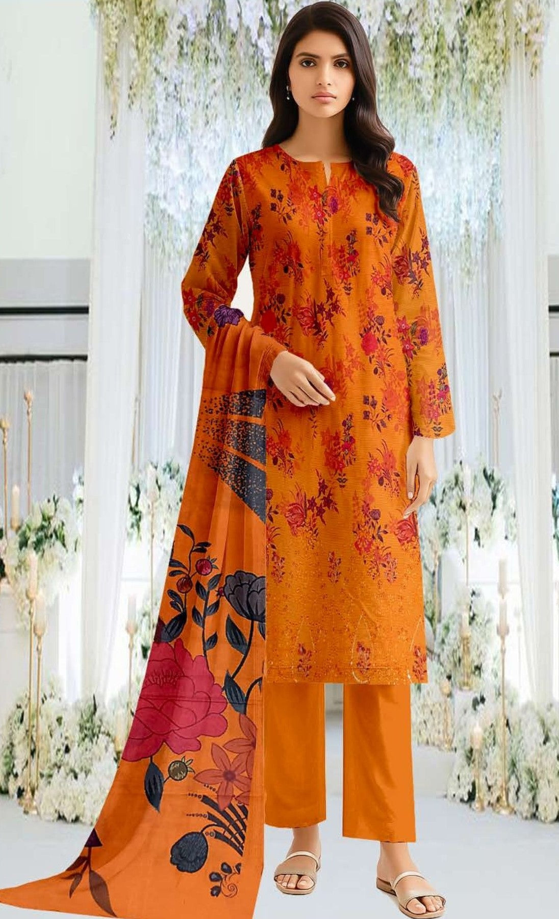 Vol 690 – Bold Charm | Digital Slub Lawn Embroidered Suit with Twin Sequin Work