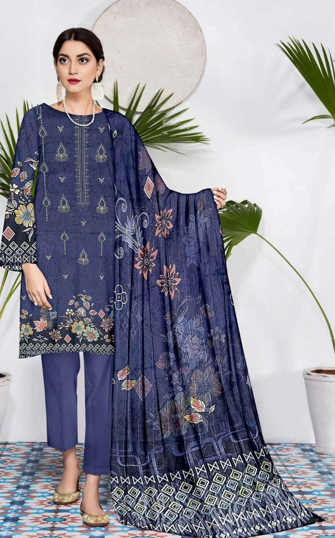 VOL 656 Noor Luxe – 3-Piece Embroidered Lawn Ensemble