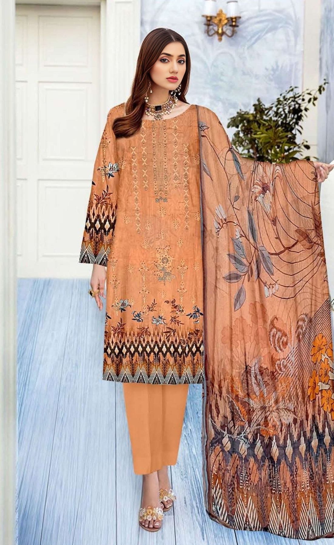 VOL 656 Noor Luxe – 3-Piece Embroidered Lawn Ensemble