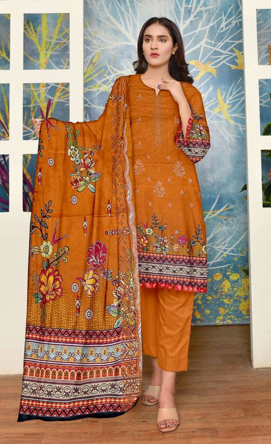 VOL 691 – Luxe Lawn Embroidered 3-Piece Suit with Sequins & Daabi Dupatta