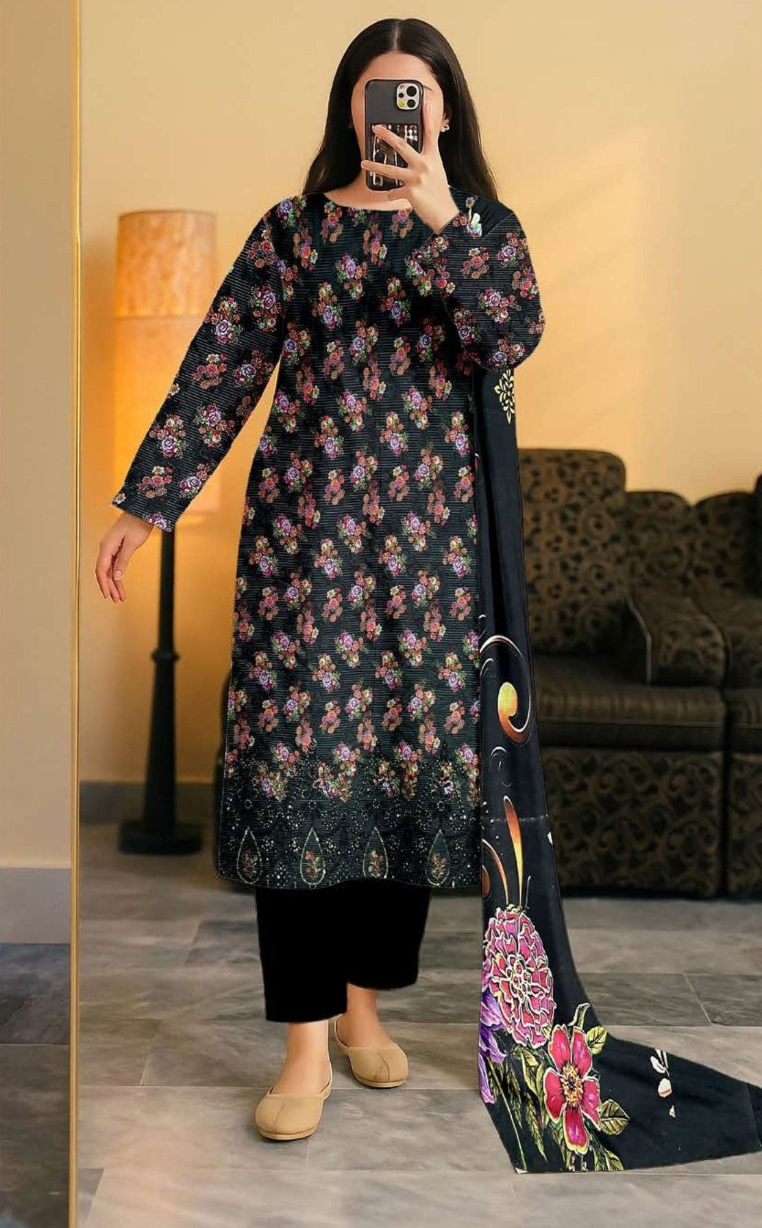 Vol 690 – Bold Charm | Digital Slub Lawn Embroidered Suit with Twin Sequin Work